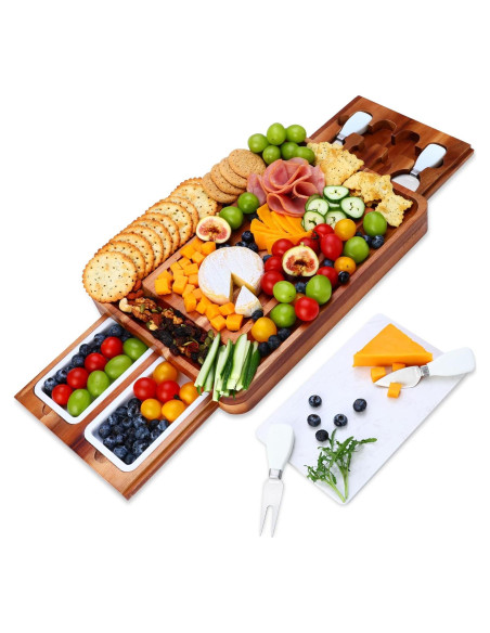 Juego de Tabla de Queso hecef de Madera de Acacia 37.8x27.4cm