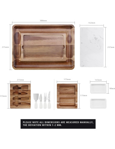 Juego de Tabla de Queso hecef de Madera de Acacia 37.8x27.4cm