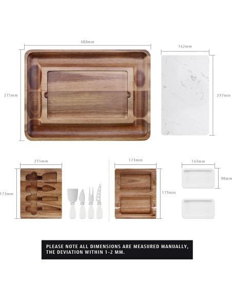 Juego de Tabla de Queso hecef de Madera de Acacia 37.8x27.4cm