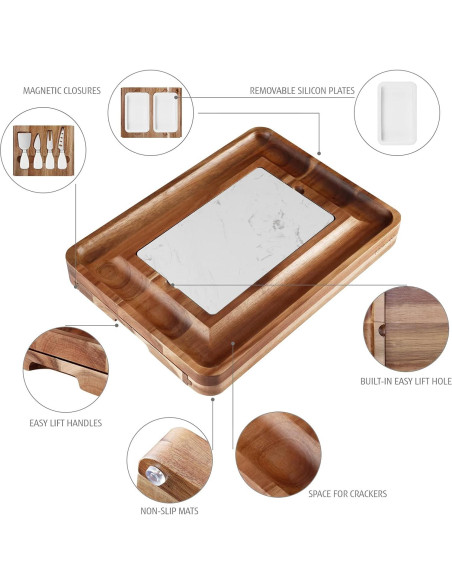 Juego de Tabla de Queso hecef de Madera de Acacia 37.8x27.4cm