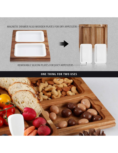 Juego de Tabla de Queso hecef de Madera de Acacia 37.8x27.4cm