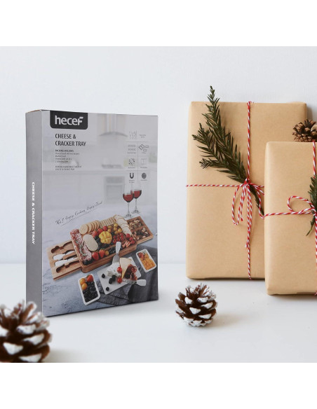 Juego de Tabla de Queso hecef de Madera de Acacia 37.8x27.4cm