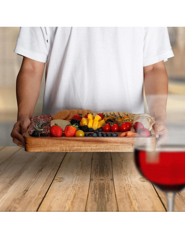 Juego de Tabla de Queso hecef de Madera de Acacia 37.8x27.4cm