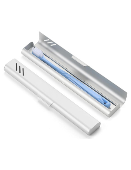 Estuche de Cepillo de Dientes de Viaje Glowivize Plata 21x3.4cm