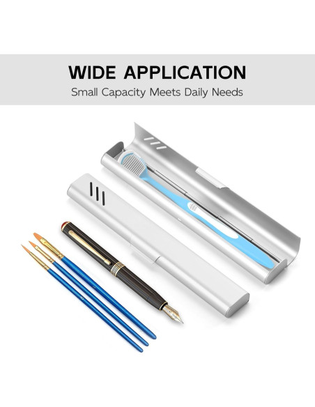 Estuche de Cepillo de Dientes de Viaje Glowivize Plata 21x3.4cm