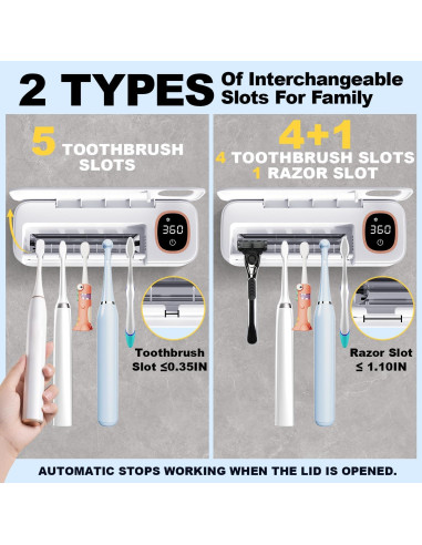 Soporte de Cepillos de Dientes DRMXBU con Luz UV y Secado Rápido