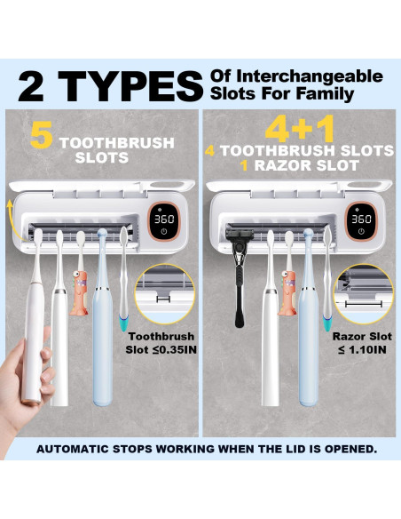 Soporte de Cepillos de Dientes DRMXBU con Luz UV y Secado Rápido