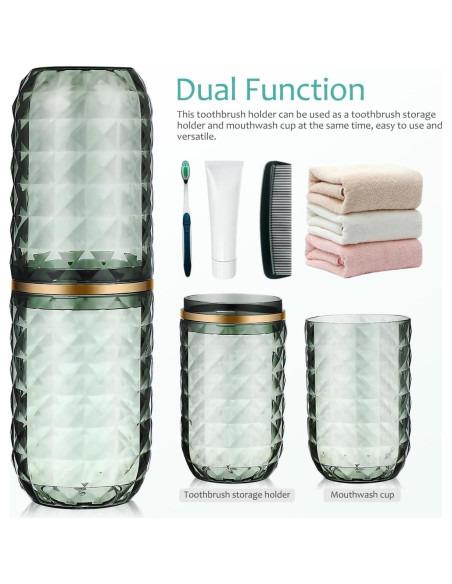 Estuche de cepillo de dientes Didiseaon verde portátil 21.84 cm