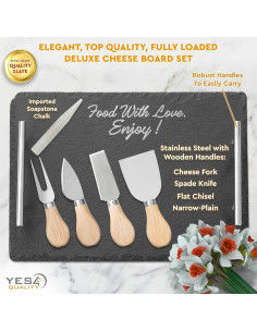 Juego de Tabla de Queso de Pizarra Yes4Quality 35.5x25.4cm 2