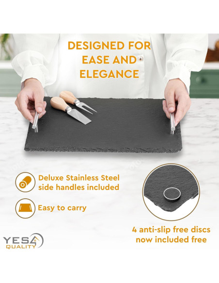 Juego de Tabla de Queso de Pizarra Yes4Quality 35.5x25.4cm