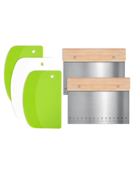 Juego de Raspadores de Masa MoHern - 5 Piezas de Acero Inoxidable y PP