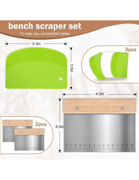 Juego de Raspadores de Masa MoHern - 5 Piezas de Acero Inoxidable y PP