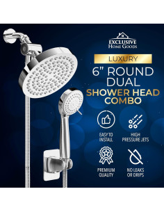 Cabezal de Ducha Heatsistence 6" Alta Presión con Manguera 177.8 cm 2