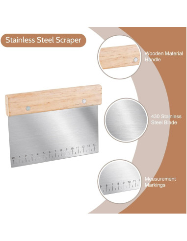 Juego de Raspadores de Masa MoHern - 5 Piezas de Acero Inoxidable y PP