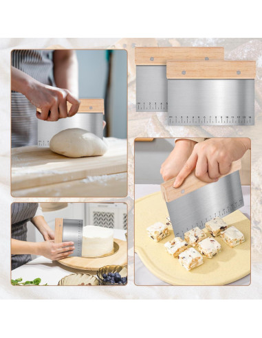 Juego de Raspadores de Masa MoHern - 5 Piezas de Acero Inoxidable y PP