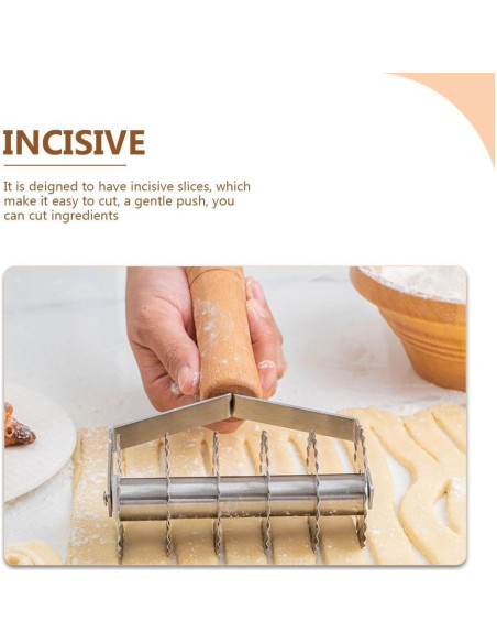 Cortador de Masa DOITOOL de Acero Inoxidable con Mango de Madera