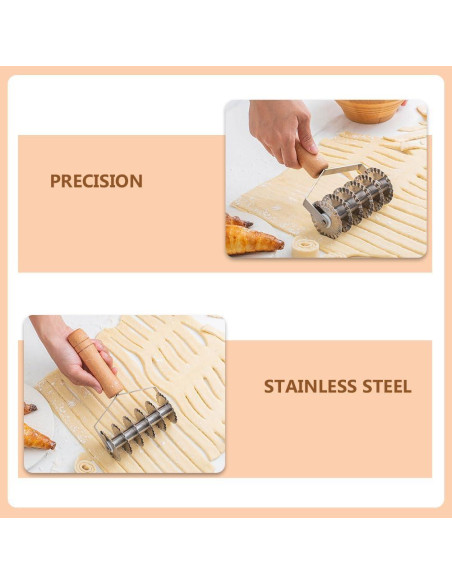 Cortador de Masa DOITOOL de Acero Inoxidable con Mango de Madera