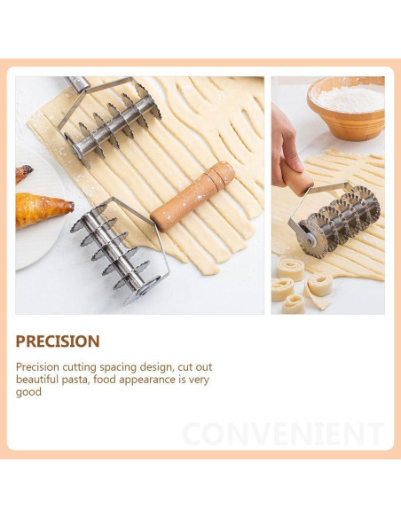 Cortador de Masa DOITOOL de Acero Inoxidable con Mango de Madera