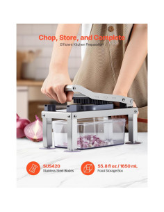 Cortador de Verduras VEVOR 8 Cuchillas Acero Inoxidable 2.15 kg 2