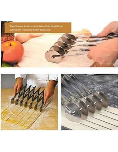 Cortador de Masa Ajustable UOHGDPY Acero Inoxidable 5 Ruedas