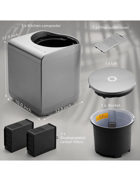 Compostador Eléctrico Airthereal Revive R500 2.5L Gris