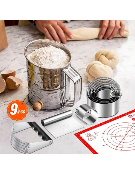Juego de Mezclador de Pastelería ARTOSHIN 9 Piezas Acero Inoxidable