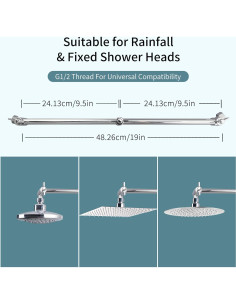 Brazo de Extensión para Ducha BSTCWCP 48.26 cm Cromo Ajustable 2