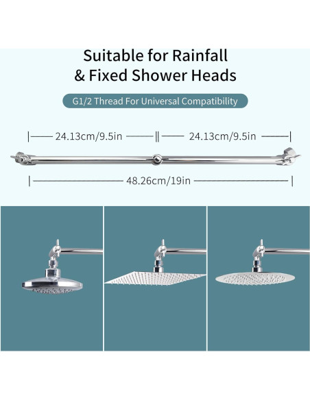 Brazo de Extensión para Ducha BSTCWCP 48.26 cm Cromo Ajustable