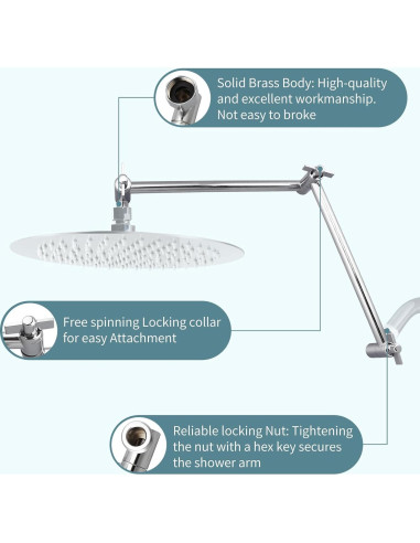 Brazo de Extensión para Ducha BSTCWCP 48.26 cm Cromo Ajustable