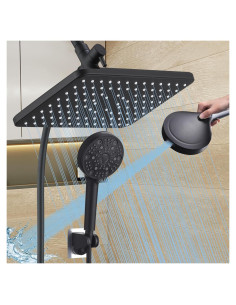Cabezal de Ducha de Lluvia GAOZHIBST 30.48 cm Negro 9 Modos