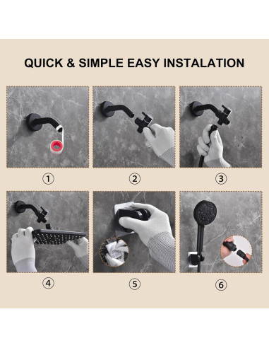 Cabezal de Ducha de Lluvia GAOZHIBST 30.48 cm Negro 9 Modos