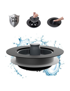 Filtro y Tapón de Drenaje Hibbent Acero Inoxidable 3 en 1 Negro
