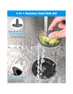 Filtro y Tapón de Drenaje Hibbent Acero Inoxidable 3 en 1 Negro 2