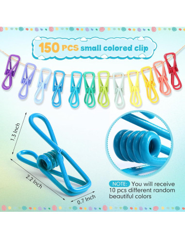 150 Clips Multicolores para Bolsas de Comida MorningRo 5.8 cm