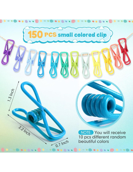150 Clips Multicolores para Bolsas de Comida MorningRo 5.8 cm
