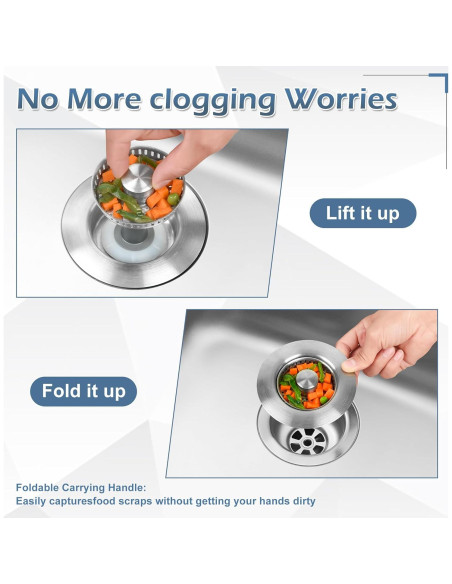 Colador de desagüe 3 en 1 Buowinixi acero inoxidable 8.89 cm Colador de desagüe 3 en 1 Buowinixi acero inoxidable 8.89 cm