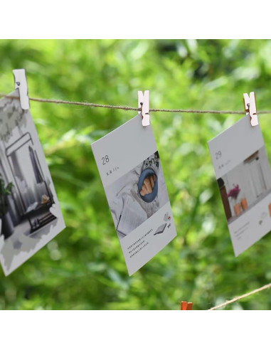 100 Pinzas de Madera Mini YIHUANYIFA Blancas 3.5cm con Cuerda