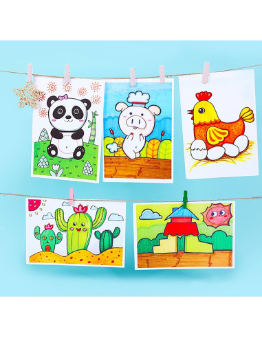 100 Pinzas de Madera Mini YIHUANYIFA Blancas 3.5cm con Cuerda