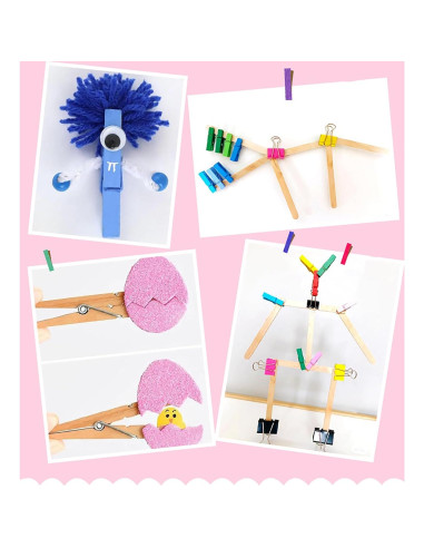 100 Pinzas de Madera Mini YIHUANYIFA Blancas 3.5cm con Cuerda