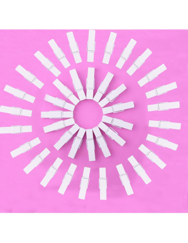 100 Pinzas de Madera Mini YIHUANYIFA Blancas 3.5cm con Cuerda