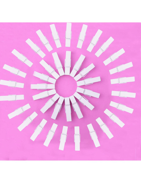 100 Pinzas de Madera Mini YIHUANYIFA Blancas 3.5cm con Cuerda