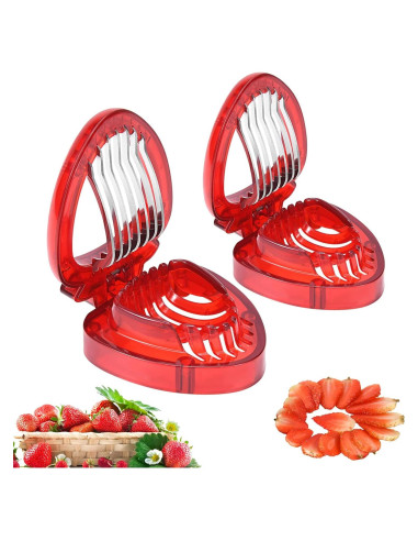 Cortador de Fresas LIFVCNT 2 Pcs Acero Inoxidable Manual