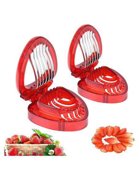 Cortador de Fresas LIFVCNT 2 Pcs Acero Inoxidable Manual