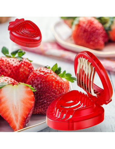 Cortador de Fresas LIFVCNT 2 Pcs Acero Inoxidable Manual