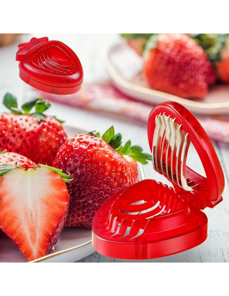 Cortador de Fresas LIFVCNT 2 Pcs Acero Inoxidable Manual