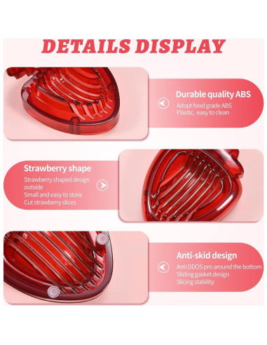 Cortador de Fresas LIFVCNT 2 Pcs Acero Inoxidable Manual