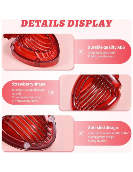 Cortador de Fresas LIFVCNT 2 Pcs Acero Inoxidable Manual