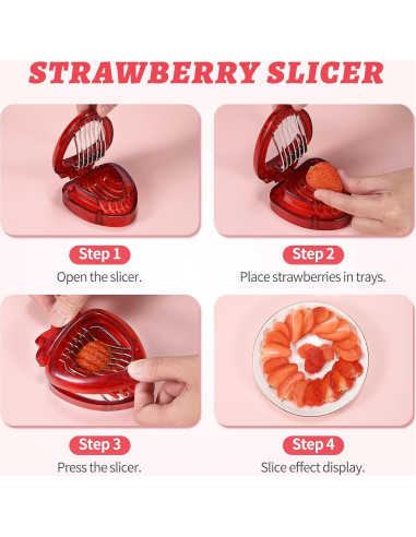 Cortador de Fresas LIFVCNT 2 Pcs Acero Inoxidable Manual