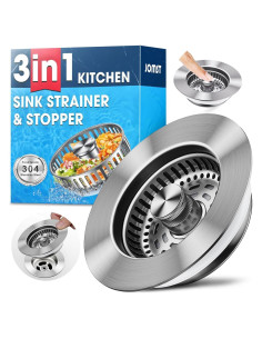Colador de Drenaje de Fregadero JOMST 3 en 1 Acero Inoxidable
