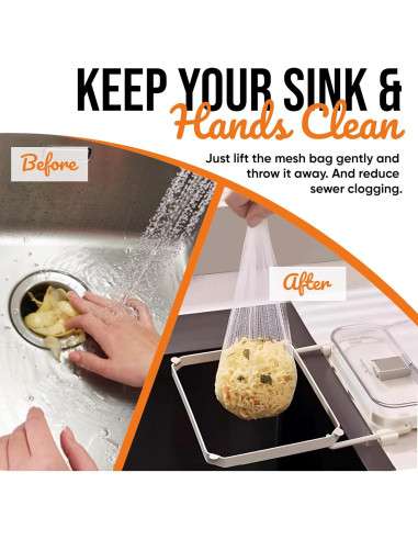 Colador Colgante EASELR para Fregadero de Cocina con 50 Bolsas